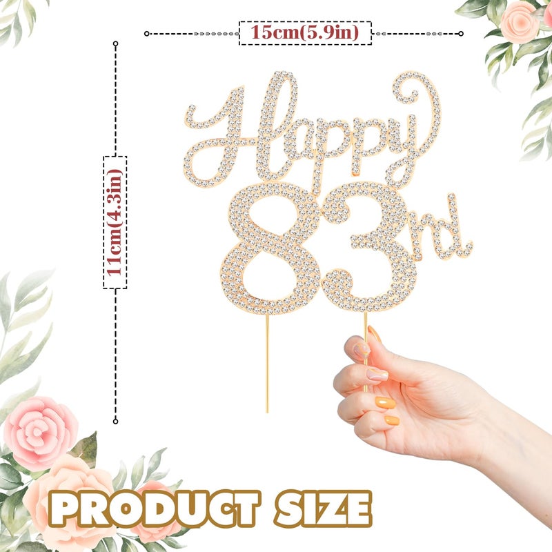 LASKYER Happy 83rd Birthday Decorations,83rd Birthday Gold Rhinestone Cake Topper - Cheers to 83 Years Old Bday Party Metal Sparkly Cake Centerpieces Sign. - Image 2